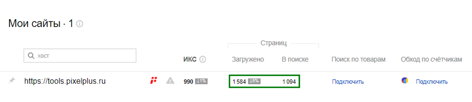 Определить количество страниц в индексе Яндекса в помощью панели Яндекс.Вебмастер
